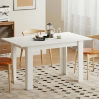 HOMCOM Mesa de Comedor Extensible 140/180 x 80 cm Mesa de Cocina para 6-8 Personas para Cocina Comedor Blanco(m-7)