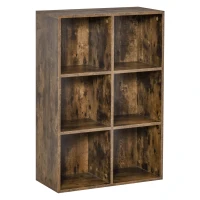 HOMCOM Librería de 3 Niveles Estantería para Libros con 6 Cubos de Almacenaje para Estudio 65,5x30x97,5 cm Marrón Rústico(m-11)