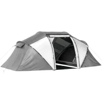Outsunny 4 Man UV Protection Camping Tent - Charcoal Grey and White(m-1)