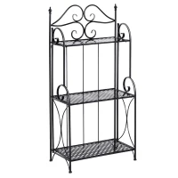 Outsunny Blumenständer, Regal, dreistöckig, klappbar, Metallrahmen, schwarz, 56 x 30 x 114cm(m-1)