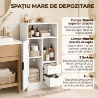 HOMCOM Dulap Baie Îngust cu 2 Sertare și Rafturi Reglabile pentru Bucătărie, Living, Hol, Alb(m-4)