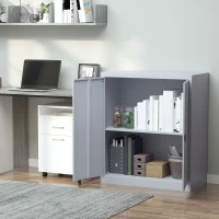 Vinsetto Armário de Escritório Metálico com 2 Portas Fechadura Prateleira Ajustável Armário Metálico 80x40x92,5 cm Cinza(m-7)