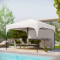Outsunny Tenda Dobrável com Altura Ajustável 1 Parede Lateral Teto com Ventilação 4 Sacos de Areia e Bolsa de Transporte 3x3 m Branco(m-10)