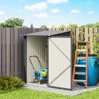 Outsunny Casetta da Giardino Porta Attrezzi in Acciaio Galvanizzato con Porta, 100x104x160 cm, Grigio Scuro(m-7)
