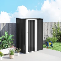 Outsunny gereedschapsschuur tuinhuisje gereedschapsschuur met deur buiten staal donkergrijs 142 x 84 x 189 cm(m-9)
