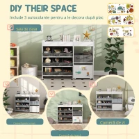 AIYAPLAY Etajeră pentru jucării pentru copii etajeră pentru cărți 11 coșuri de depozitare din material nețesut 105 x 30 x 80 cm alb(m-6)