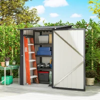 Outsunny Casetta da Giardino Porta Attrezzi in Acciaio Galvanizzato con Porta, 100x104x160 cm, Grigio Scuro(m-2)