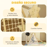 AIYAPLAY Tobogán Infantil 5 en 1 Estructura de Escalada con Tobogán Columpio Aro de Baloncesto Tabla Red de Escalada Natural(m-6)
