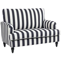 HOMCOM Sillón de salón con asiento amplio en terciopelo a rayas con muelles en S, 115x82x82 cm, Negro y blanco(m-6)