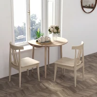 Homcom Masa Plianta Rotunda – Bucatarie Mica, Design Natur(m-10)