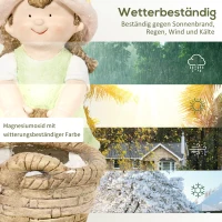 Outsunny Buitenzonnig tuinbeeldje meisje met bloempot Weerbestendig tuinbeeld(m-7)