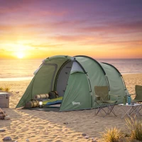 Outsunny Tienda de Campaña Familiar 2 Personas Plegable Impermeable a Prueba de UV 20+ con Vestíbulo 426x206x154 cm Verde(m-9)