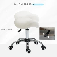 HOMCOM scaun pentru salon, tip sa 52×53×49-61cm, crem(m-7)