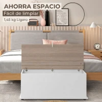 HOMCOM Baú de Armazenamento de Madeira Banco de Armazenamento 100x40x40 cm Branco e Madeira(m-7)
