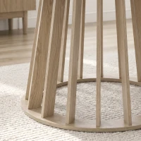 HOMCOM Table à Manger Ronde pour 4 à 6 Personnes, Ø 120 x 75 cm, Table de Cuisine avec Piétement à Lattes Robuste, Bois Naturel(m-12)