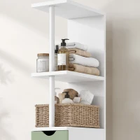 HOMCOM Slim Bathroom Storage Cabinet, Tall Bathroom Floor Cabinet with 2-Tier Shelf and 2 Drawers, White and Light Green(m-10)