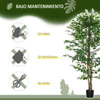 HOMCOM Pack de 2 Plantas Artificiales con Troncos Naturales 180 cm Ficus Sintética con 1260 Hojas Decoración para Hogar Verde(m-11)