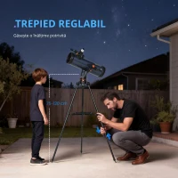 Outsunny Telescop reflector, obiectiv 114 mm, 2 oculare, lunetă de căutare, aluminiu, albastru închis(m-4)