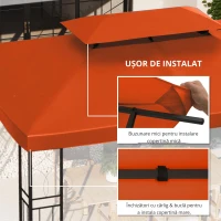 Outsunny Acoperiș de Înlocuire pentru Pavilionuri de Grădină 3x4m Poliester Culoare Cafea(m-6)