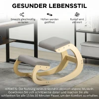 HOMCOM Ergonomische schommelende kniestoel voor thuiswerken, verbeterde houding, lichtgrijs(m-6)