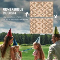 Outsunny Reversible Outdoor Rug, Plastic Straw Mat w/ Carry Bag Ground Stakes for Garden RV Picnic Beach Camping 182x274cm Brown(m-7)