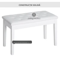 HomCom scaun pian, cu spatiu depozitare, 76x36x50cm, alb(m-5)