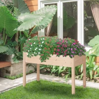 Outsunny Jardinière sur Pieds Potager 122L x 56l x 76H cm Inserts d'irrigation + Feutre de Drainage Inclus Bois Massif(m-10)