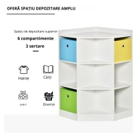 HOMCOM Raft de depozitare pentru copii, 3 sertare din netesut, MDF, antirăsturnare, Alb(m-5)