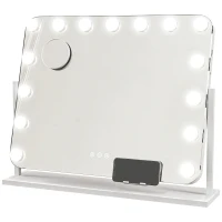 HOMCOM LED-cosmeticaspiegel, 3 lichtmodi, dimbaar, touchbediening, USB, 62,5 x 49,5cm, Wit(m-1)