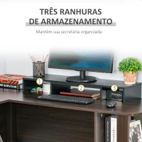 Vinsetto Suporte Elevado para Monitores de Madeira Ajustável em Comprimento e Ângulo para 2 Monitores Notebook 80-117x23,5x10cm Preto(m-7)