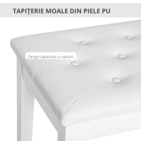 HomCom scaun pian, cu spatiu depozitare, 76x36x50cm, alb(m-6)