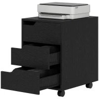 HOMCOM Bloco de Gavetas para Escritório Móvel de Escritório Bloco de Gavetas com 3 Gavetas e 4 Rodas 40x50x57,5 cm Preto(m-12)