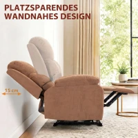 HOMCOM Relaxfauteuil, TV-stoel met ligfunctie, linnenlook, voor woonkamer en slaapkamer, donkerbruin(m-6)