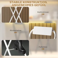 HOMCOM Barhocker 2er Set, Klappbar Barstuhl mit Stahlgestell, Lehne, Fußstütze Tresenhocker für Küche 37 x 45 x 87 cm Weiß(m-6)