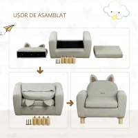HOMCOM Sillón Infantil Mini Sofá pentru Copii de +3 Ani cu Șezut Căptușit și Brațe Căptușite 61x42x53 cm Maro(m-7)