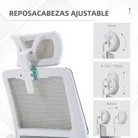 Vinsetto Silla de Oficina de Malla Silla de Escritorio Giratoria Altura y Reposacabezas Ajustable 58x61x102-119 cm Gris(m-7)