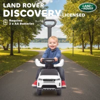 AIYAPLAY Land Rover Discovery Licensed Baby Push Car, 2-in-1 Ride on Car with Push Handle and Safety Guardrail, White(m-5)