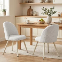 HOMCOM Juego de 2 Sillas de Comedor de Terciopelo con Asiento Acolchado Blanco(m-6)