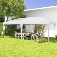 Outsunny Faltpavillon Gartenzelt Partyzelt,  faltbar, wetterbeständig, 5,9 m x 2,95 m x 2, m, Weiß(m-10)
