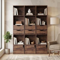 HOMCOM Bookcase with Drawers Adjustable Shelf Bookshelf with 2 Drawers and Cabinet 158 cm Rustic Brown(m-9)