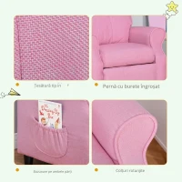HOMCOM Kindersofa Kindercouch Kindersessel Sessel Liegesofa reglabil cu suport pentru picioare pentru copii între 3-5 ani băieți și fete Roz 58 x 53 x 70 cm(m-5)