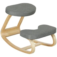 HOMCOM Kniestuhl – Ergonomische Kniekruk met Linnenlook, Berkenhouten Basis, tegen Nekpijn(m-1)