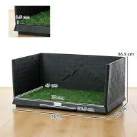 PawHut Dog Toilet Tray, Indoor Outdoor Dog Potty with High Walls, Grass Turf, Slide-Out Tray, Urine Collection Base(m-3)