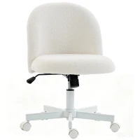 HOMCOM Silla de Escritorio Giratoria en Sherpa con Altura Regulable Función Balanceo Capacidad 120 kg Crema(m-1)