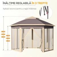 Outsunny Gazebo Pieghevole 405x340x285 cm con Zanzariera Doppio Tetto beige(m-5)