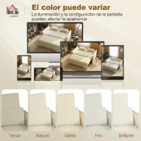 HOMCOM Sofá convertible 2 plazas 3 en 1, sofá cama clic-clac en chenilla con respaldo ajustable, portavasos, beige(m-8)