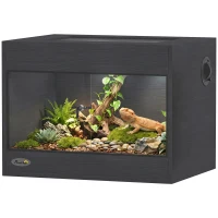 PawHut Terariu pentru Reptile din lemn OSB, uşă din sticlă securizată, încuietoare de siguranţă şi capac detaşabil, 60x45x45cm, Negru(m-8)