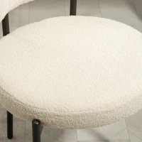 HOMCOM Set di 2 Sedie Sala da Pranzo in Tessuto Sherpa, Sedie da Cucina con Gambe in Acciaio, Sedia Imbottita per Cucina(m-9)