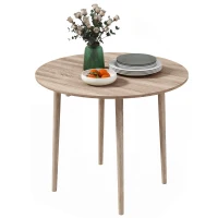 Homcom Masa Plianta Rotunda – Bucatarie Mica, Design Natur(m-12)