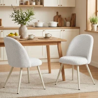 HOMCOM Juego de 2 Sillas de Comedor de Terciopelo con Asiento Acolchado Blanco(m-2)